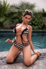 sexy ladies sex doll kneeling in bikini outfit