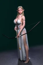Elf sex doll holding bow and arrow in fantasy warrior pose – MyDollX